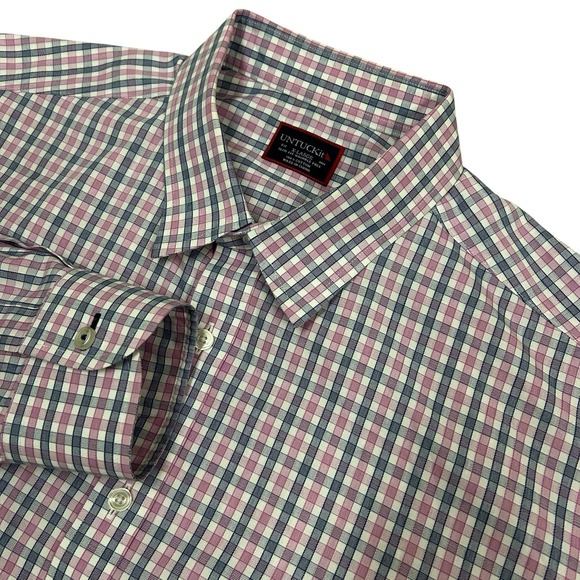 UNTUCKit Shirt Mens XL Slim Fit Wrinkle Free Plaid Button Up Pio Cesare - Picture 1 of 9